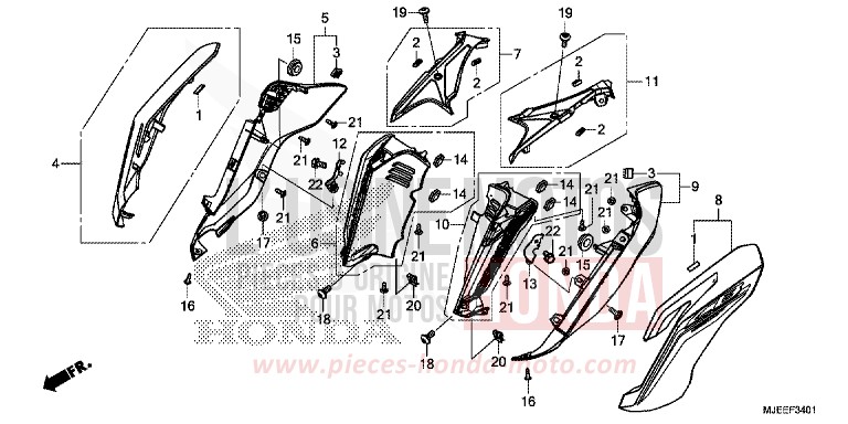 SHROUD (2) for CB650F SWORD SILVER METALLIC (NHA95) from 2017