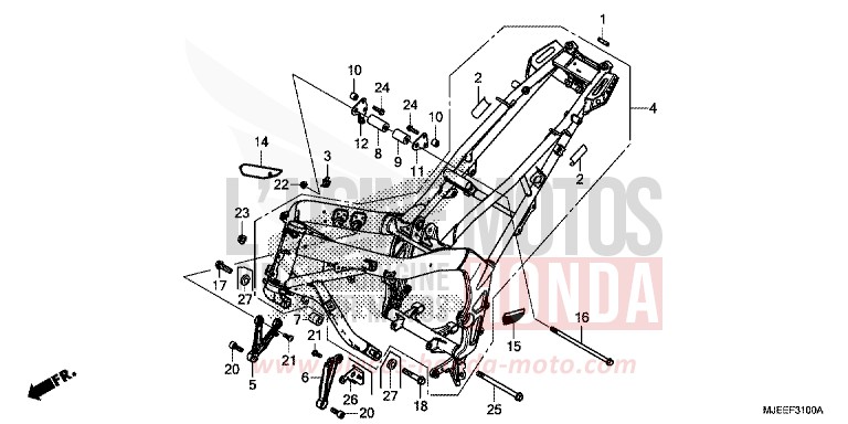 FRAME BODY for CB650F MAT GUNPOWDER BLACK METALLIC (NH436) from 2017