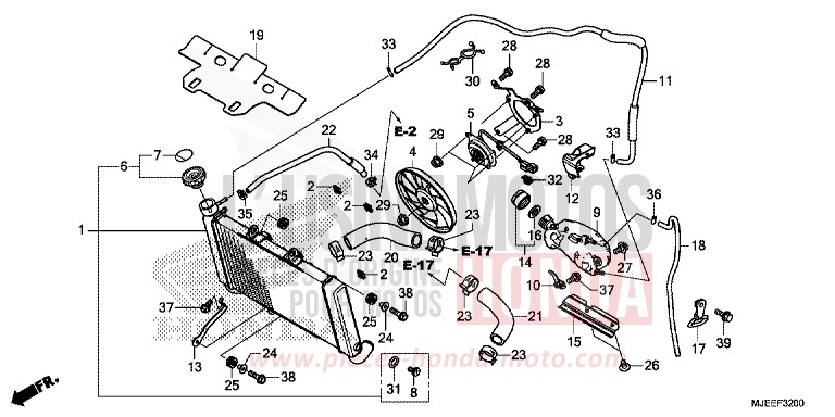 RADIATOR for CB650F PEARL METALLOID WHITE (NHA96) from 2017