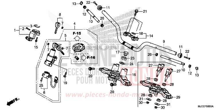 HANDLE PIPE/TOP BRIDGE for CB650F PEARL SPENCER BLUE (PB308) from 2017