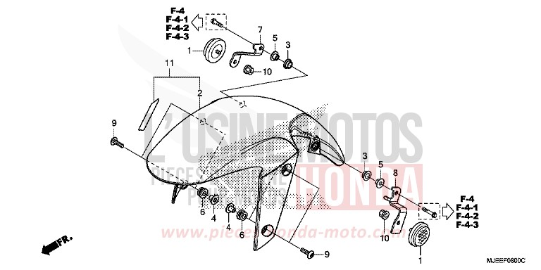 PARAFANGO ANTERIORE per CB650F PEARL SPENCER BLUE (PB308) del 2017
