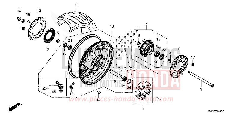 REAR WHEEL for CB650F SWORD SILVER METALLIC (NHA95) from 2018