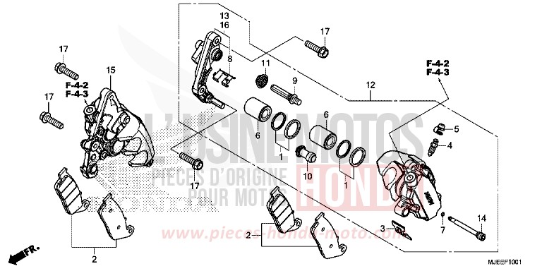 FRONT BRAKE CALIPER (2) for CB650F PEARL SPENCER BLUE (PB308) from 2018