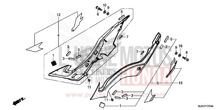 SIDE COVER for CB650F PEARL SPENCER BLUE (PB308) from 2018