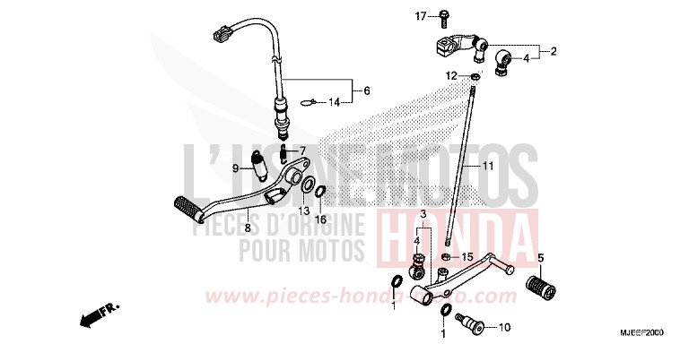 PEDAL for CB650F PEARL METALLOID WHITE (NHA96K) from 2014