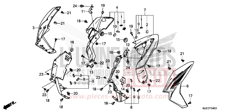 SHROUD (1) for CB650F PEARL METALLOID WHITE (NHA96K) from 2014