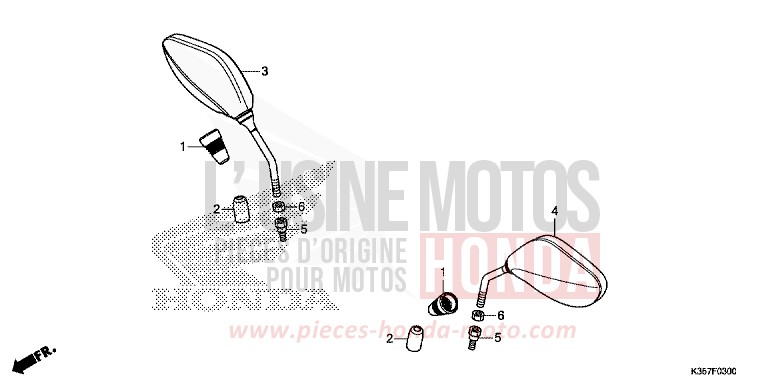 MIRROR for WW125 PEARL COOL WHITE (NHA16) from 2015