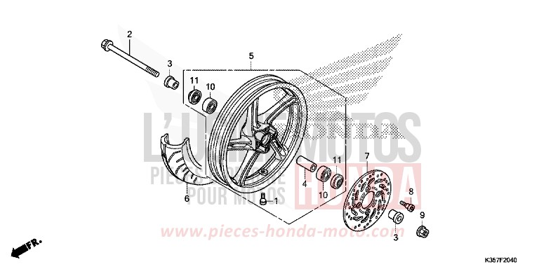 FRONT WHEEL for WW125 PEARL HAVANA BROWN (YR284) from 2015