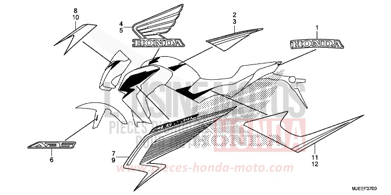 MARCHIO (1) per CB650F MAT GUNPOWDER BLACK METALLIC (NH436) del 2014