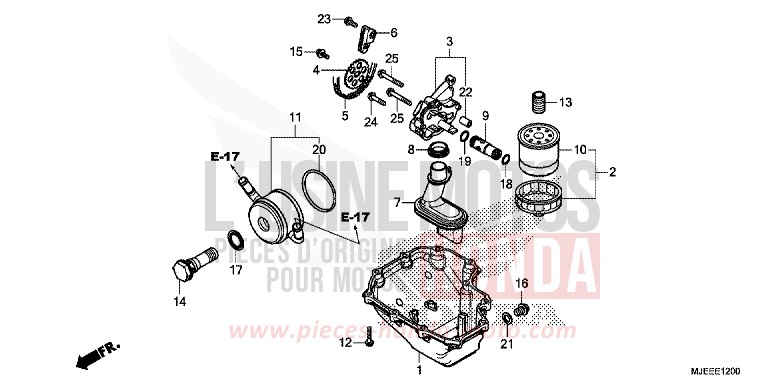 CARTER OLIO/POMPA OLIO per CB650F PEARL HIMALAYAS WHITE (NHA87) del 2014