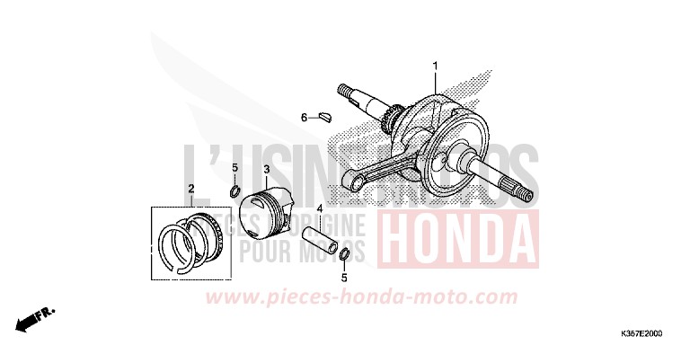 CRANKSHAFT/PISTON for WW125 PEARL SIENA RED (R320) from 2015