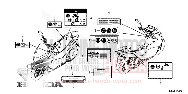 CAUTION LABEL for WW125 PEARL SIENA RED (R320) from 2015