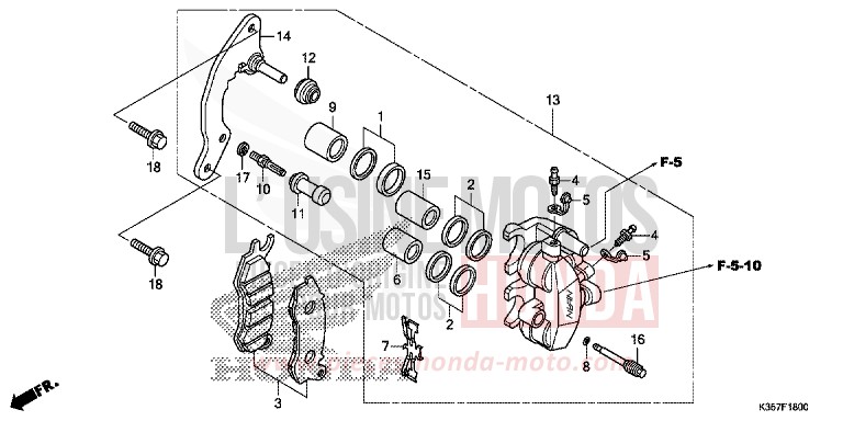 FRONT BRAKE CALIPER for WW125 MAT CARBONIUM GRAY METALLIC (NHB52) from 2017