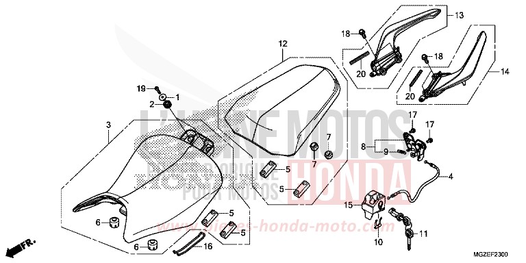 SIEGE/POIGNEE ARRIERE for CB500F CANDY RUBY RED (R4) from 2013