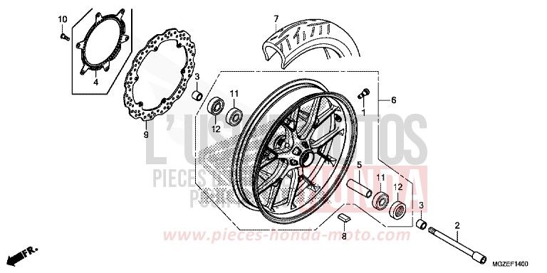FRONT WHEEL for CB500F PEARL HIMALAYAS WHITE (NHA87) from 2014