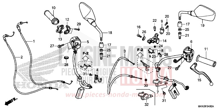 HANDLE LEVER/SWITCH/CABLE for CB650R MAT JEANS BLUE MATALLIC (PB417) from 2019