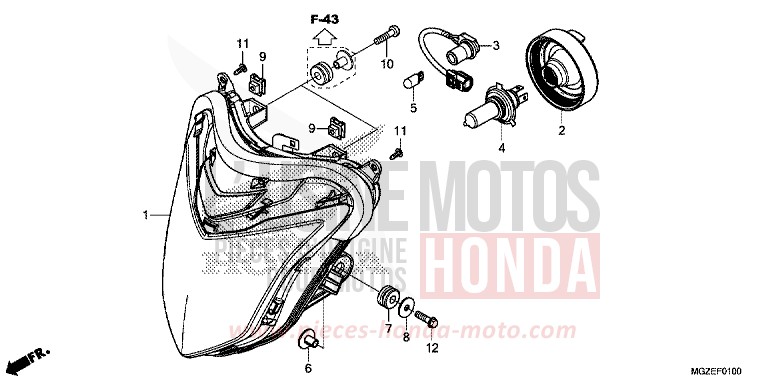 HEADLIGHT for CB500F CANDY RUBY RED (R4) from 2014
