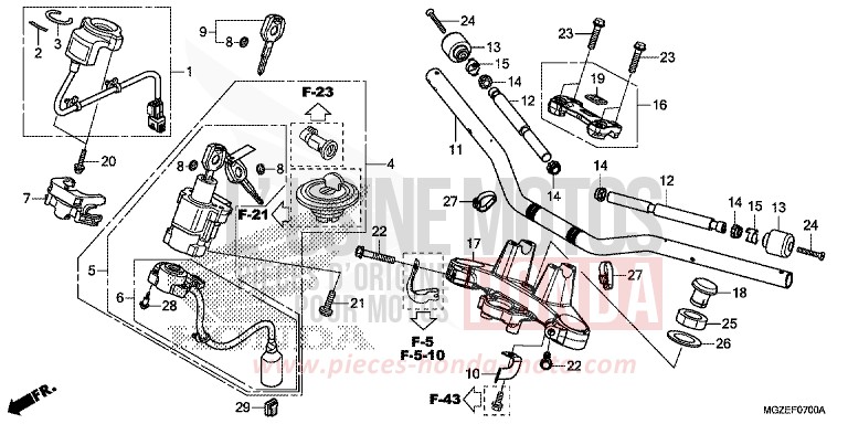 HANDLE PIPE/TOP BRIDGE for CB500F CANDY RUBY RED (R4) from 2014
