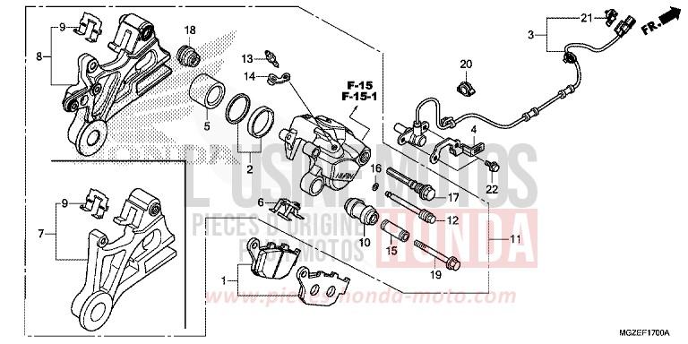 REAR BRAKE CALIPER for CB500F CANDY RUBY RED (R4) from 2014