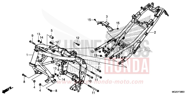 FRAME BODY for CB500F CANDY RUBY RED (R4) from 2014