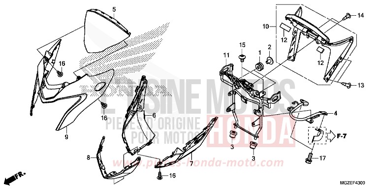 FRONT COWL for CB500F CANDY RUBY RED (R4) from 2014
