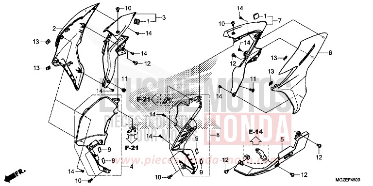 MIDDLE COWL for CB500F GRAPHITE BLACK (NHB01) from 2014