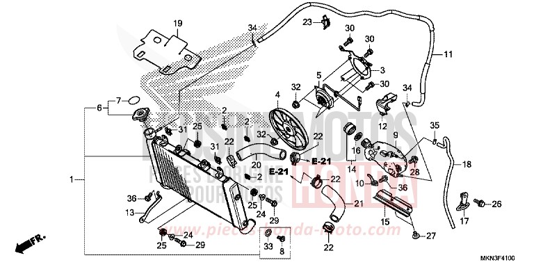 RADIATOR for CB650R MAT JEANS BLUE MATALLIC (PB417) from 2019