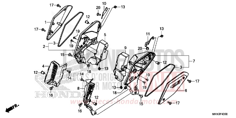 SHROUD for CB650R CANDY CHROMOSPHERE RED (R381) from 2019