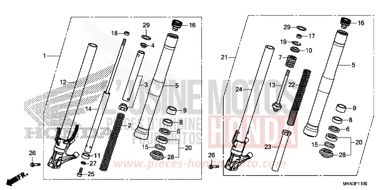 FRONT FORK for CB650R MAT CRYPTON SILVER MATALLIC (NHA40) from 2019