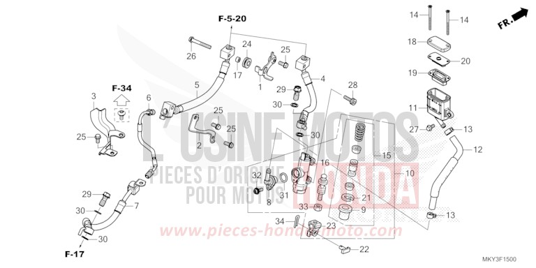 REAR BRAKE MASTER CYLINDER for CB650R PEARL SMOKY GRAY (NHC53) from 2021