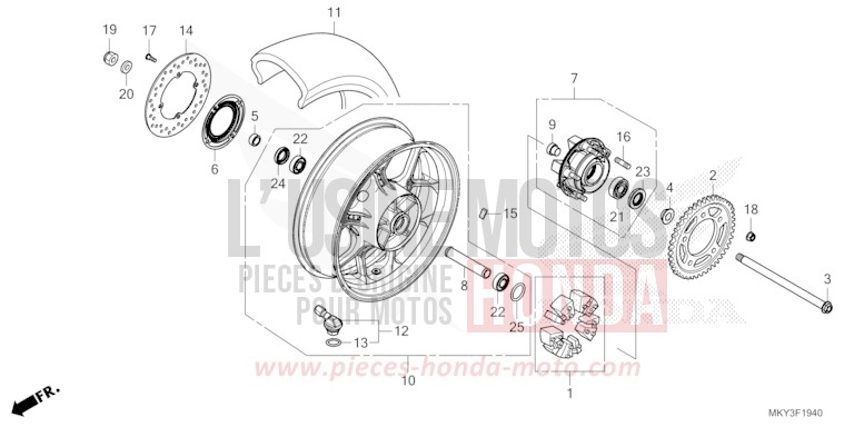 REAR WHEEL for CB650R MAT JEANS BLUE MATALLIC (PB417) from 2021