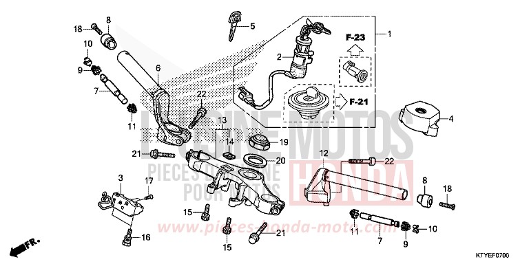 HANDLE PIPE/TOP BRIDGE for CBR125R ASTEROID BLACK METALLIC (NHA35) from 2015