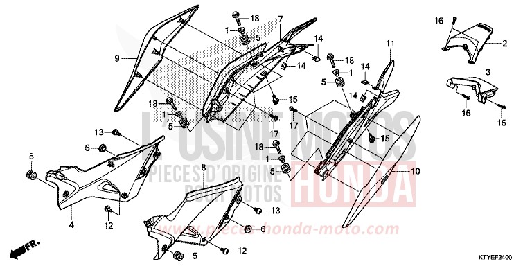 SIDE COVER for CBR125R ASTEROID BLACK METALLIC (NHA35) from 2015