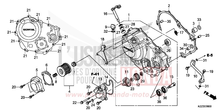 RIGHT CRANKCASE COVER for CRF250L EXTREME RED (R292) from 2013