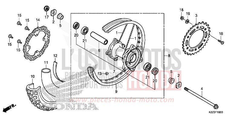 REAR WHEEL (CRF250L) for CRF250L EXTREME RED (R292) from 2013