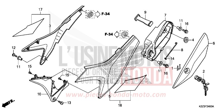 SIDE COVER for CRF250L EXTREME RED (R292) from 2013