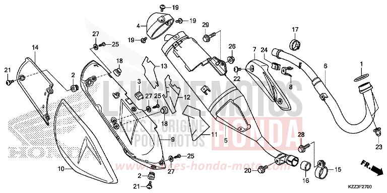 EXHAUST MUFFLER for CRF250L EXTREME RED (R292) from 2013