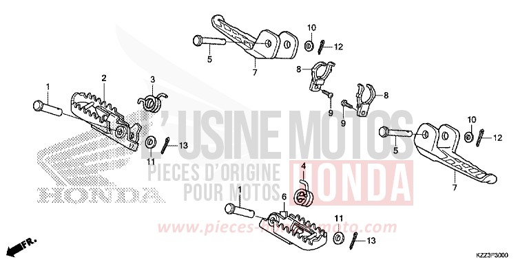 PEDANA per CRF250L EXTREME RED (R292) del 2013