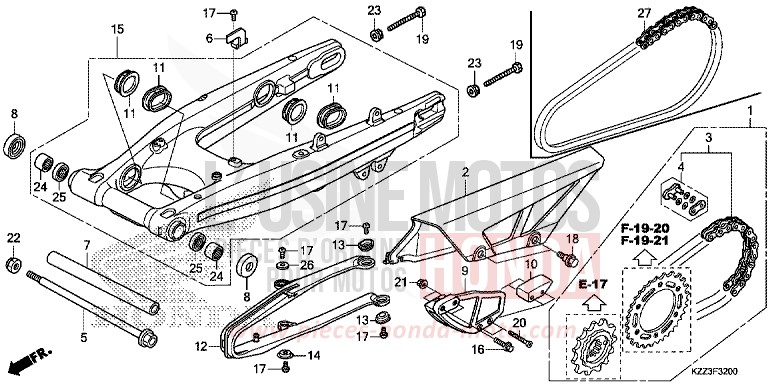 SWINGARM for CRF250L EXTREME RED (R292) from 2013