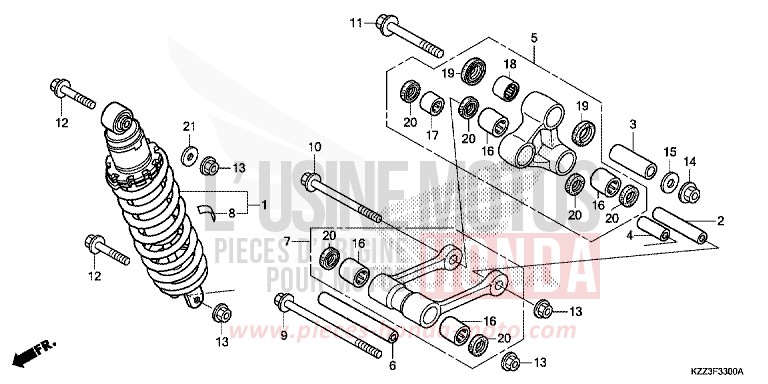 REAR CUSHION for CRF250L EXTREME RED (R292) from 2013