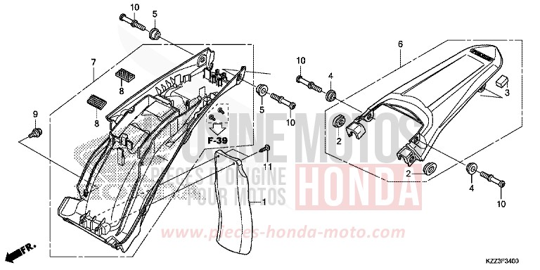 REAR FENDER for CRF250L EXTREME RED (R292) from 2013
