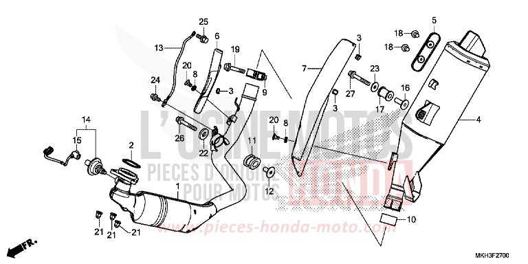 EXHAUST MUFFLER for ADV750 MAT BULLET SILVER (NH389) from 2019