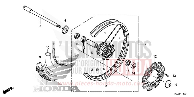 FRONT WHEEL (CRF250L) for CRF250L EXTREME RED (R292) from 2015