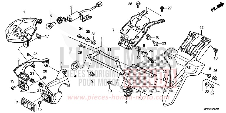 TAILLIGHT for CRF250L EXTREME RED (R292) from 2015