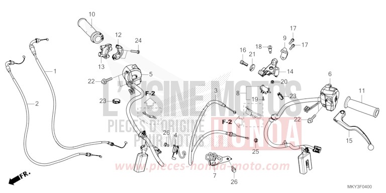 HANDLE LEVER/SWITCH/CABLE (CB650RA) for CB650R MAT JEANS BLUE MATALLIC (PB417) from 2022