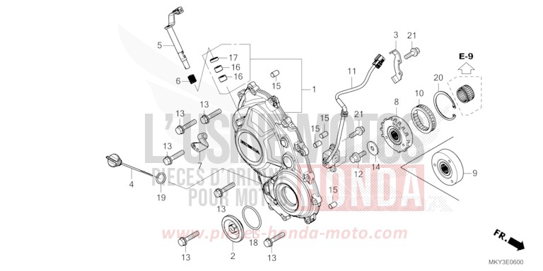 RIGHT CRANKCASE COVER for CB650R SWORD SILVER METALLIC (NHA95) from 2022