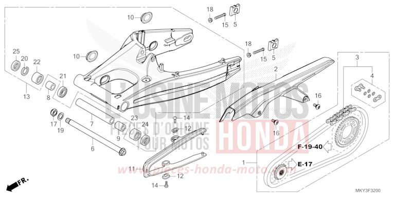 SWINGARM for CB650R CANDY CHROMOSPHERE RED (R381) from 2022