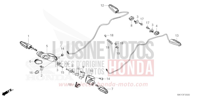 WINKER (CB650RA) for CB650R CANDY CHROMOSPHERE RED (R381) from 2022