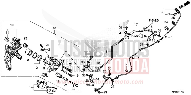 ETRIER DE FREIN ARRIERE for ADV750 MAT ARMRED GREEN METALLIC (G208) from 2020