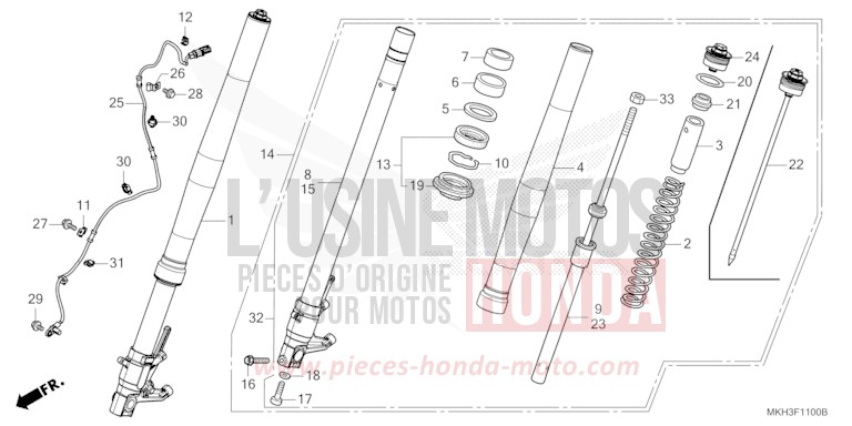 FOURCHETTE AVANT for ADV750 MAT BULLET SILVER (NH389) from 2020